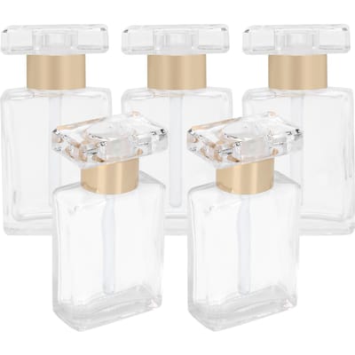 5 stuks Transparant Glas Lege Etherische Olie Fles Reizen Draagbaar Herbruikbare Parfumfles Goud goud