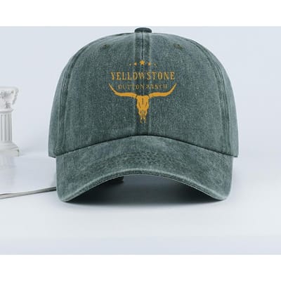 Mlfo Verstelbare Vintage Baseballpet met Het Yellowstone Dutton Ranch Ontwerp—Antiek Zwarte Afwerking, Unisex Casual Stijl gray
