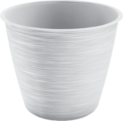 Prosperplast Plantenpot/bloempot Paintstripe - kunststof - wit - 15 x 12 cm - stijlvol