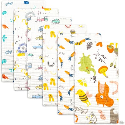 Dailygoods- Verzorgingsdoeken Set van 6 - Spuugdoeken - Katoenen Slabbetjes - Babyluiers - Draagbaar Wattenpad - Ademend en Zacht - Babydoeken