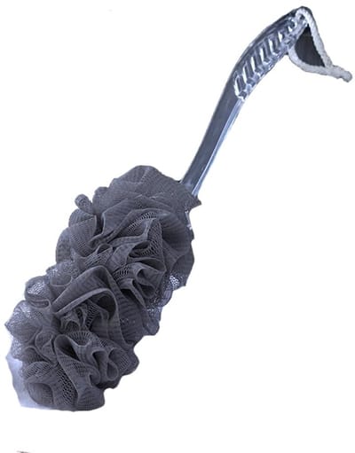 Allecto - Douchespons met steel - Badspong - Zachte huidreiniging - Grijs - Doucheborstel - Peeling en schrobben - Geschikt voor vrouwen en mannen ...