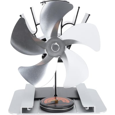 Ventilateur de poêle à chaleur 5 pales en alliage d'aluminium vertical ventilateur de cheminée thermique avec argenté