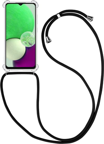 Hoesje - Geschikt voor Samsung Galaxy A13 4G - Met Koord - Shock Proof - Siliconen Case - Telefoonkoord - Back Cover - Telefoon Hoes Shockproof - Telefoonketting - Telefoonhoes - Transparant