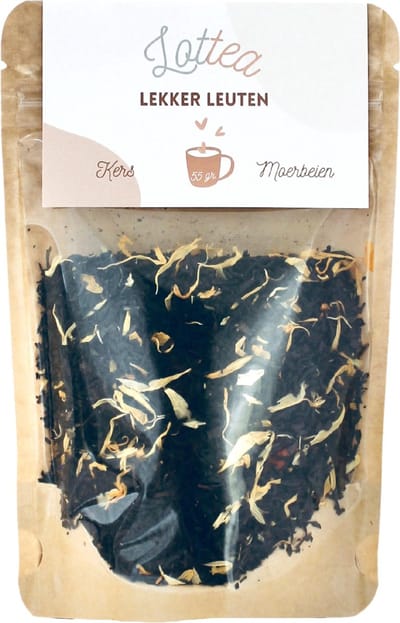 Lottea Lekker Leuten thee 55 gram Stazak - verse thee, zwarte thee, thee cadeau, thee geschenk, thee cadeautje, vriendinnen cadeaus