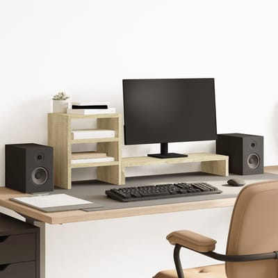 vidaXL - Monitorstandaard - met - bureau-organizer - bewerkt - hout - sonoma - eiken