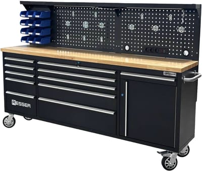 RESSER 215 cm Gereedschapswagen met achterwand (incl. Verlichting en Stekkerdoos)