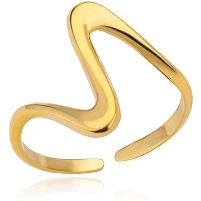 Vintage Geometrische Golfringen Voor Vrouwen Roestvrij Staal Goud Kleur Verstelbare Rotsring Esthetische Bruiloft Sieraden Cadeau Bijoux resizable beige