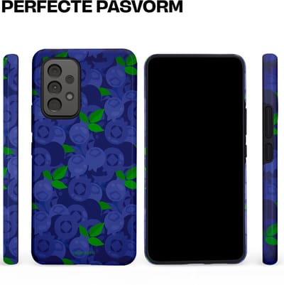 Casetastic hoesje geschikt voor Samsung Galaxy A53 (2022) 5G - Dubbellaagse bescherming - Berrytastic Blauwe Blueberry Bessen - Fashion Case - Donkerblauw Groen