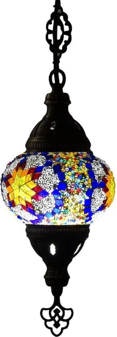 Oosterse lamp - hanglamp multicolour - 1 stuk - handgemaakt met mozaïek glas