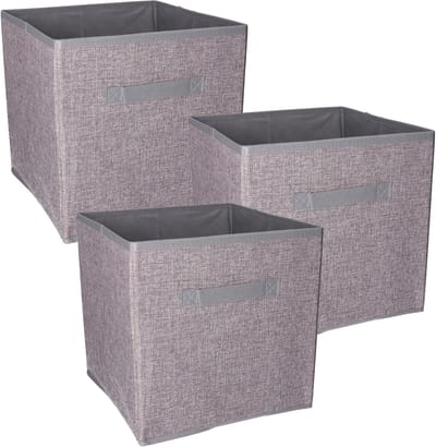 Storage solutions Kast opberg/opruim mand - Set van 3x stuks - grijs - 30 x 30 x 30 cm