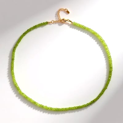 Cavill - Zilveren halsketting 925 Sterling Zilver - 61,07 ct Fancy Peridoot Kralen - Verstelbare Groene Edelsteen - Elegante Dames Ketting