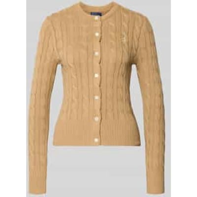 Slim fit gebreid jack met gestikt logo