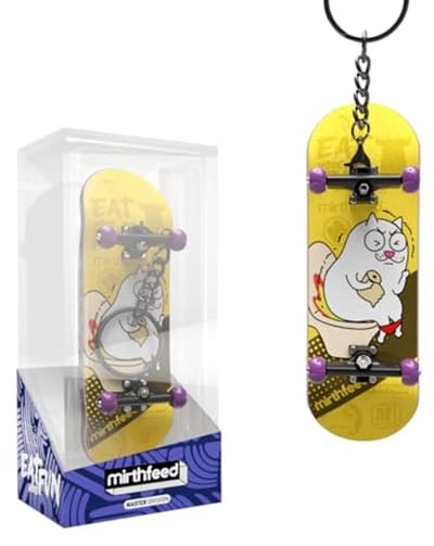 Vingerboard Sleutelhanger - Mini skateboard - Vaardigheden Verbeteren - Natuurlijk Esdoornhout - 10 cm Lengte - Paars Wiel