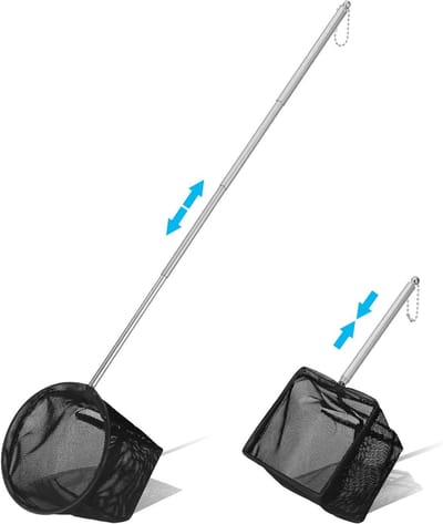 Mini Aquarium Net met Uittrekbare Handgreep - Veilig Net voor Garnalen en Vis in Kleine Vijvers, Bassins en Aquaria - 2 Stuks