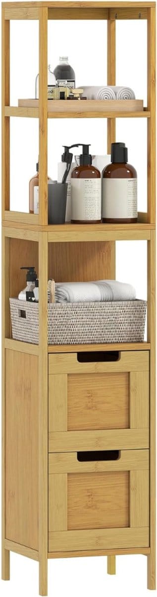 SAVI® Kolomkast Staand - Opbergkast - Kast - Hout - 30cm x 30cm x 144cm