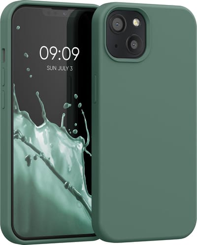 kwmobile telefoonhoesje geschikt voor Apple iPhone 13 - Hoesje met siliconen coating - Smartphone case in dennengroen