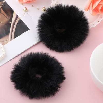 Dailygoods- Haartouw Zwart - Pluche Haarelastiekjes - Elastisch - Hoofdband - Baby Haaraccessoires - Schattig Ontwerp - Haarelastiek