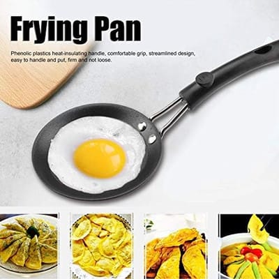 Mini eierbraadpan, mini-braadpan voor het braden van eieren, draagbare mini-eierpan met siliconen borstel en antiaanbaklaag, antraciet, voor kamperen, koken, braadpan, inductiekookplaat