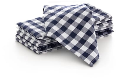 GAMUSI - Set van 6 Servetten Vichy Ruit - 45x45 cm - Katoen Polyester - Herbruikbare Dinerservetten - Horeca Kwaliteit - Zeewater Marine Blauw
