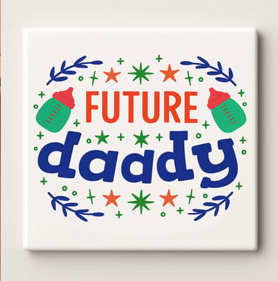 Keramische Cadeautegel 15x15cm – “Future Daddy” Schattig Babyfles Ontwerp – Perfect Zwangerschapsaankondiging of Vader-in-Spe Cadeau