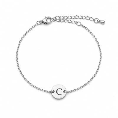 Minimalistische Initiaal Munt Armband Zilver