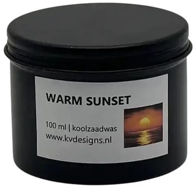 Geurkaars 100ml – Warm Sunset – Handgemaakt van Koolzaadwas – 40 branduren – KV DESIGNS