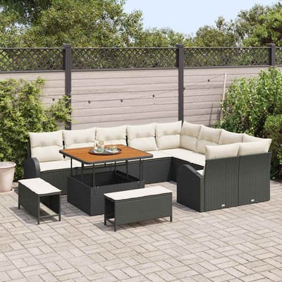 vidaXL - Tuinbank - Set - 12 - st - 11-Aantal - zitplaatsen - Zwart - en - Crème