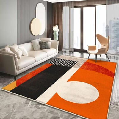 Modern Oranje Decoratie Tapijt Woonkamer Eenvoudige Geometrie Tapijten Huis Sofa Licht Luxe Kleden Slaapkamer Bedzijde Zachte Vloermat 80*120cm