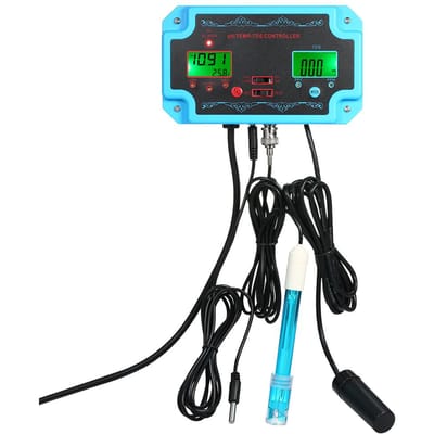 Détecteur professionnel de qualité de l'eau pH/TDS/TEMP 3 en 1, contrôleur de pH avec prise relais rechargeable EU Plug bleu