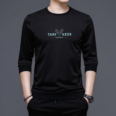 Heren Casual T-shirt met Ronde Hals en Lange Mouwen voor de Herfst, Koreaanse Stijl, Jongens Sweatshirt met Print, Onderhemd XXXXL