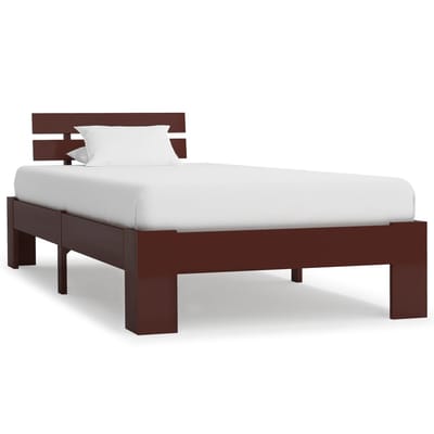 vidaXL - Bedframe - massief - grenenhout - donkerbruin - 100x200 - cm