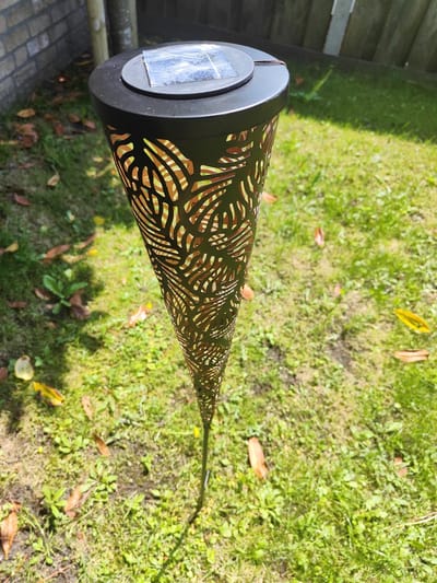 Lantaarn - 12x12x99cm - Zwart - Brons - buiten - Zonnepaneel - Kegel - Boltze