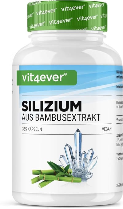 Vit4ever - Silicium - 365 capsules met 500 mg organisch silicium per dag - Premium: Natuurlijk gewonnen uit bamboe-extract - Hoog gedoseerd - Veganistis
