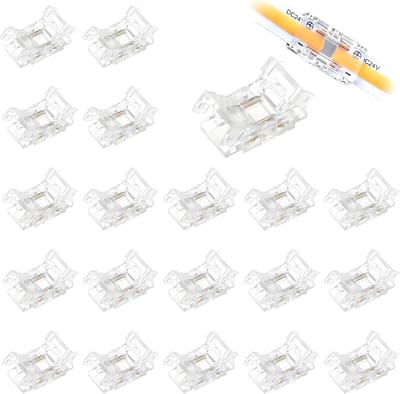 20x 2-pins COB LED Strip Connector 8mm voor 12V/24V Zonder Lassen