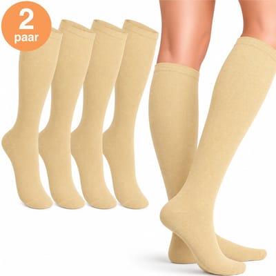 Alyze Compressie kousen - 2 paar - Maat 38-40 - Hoog - 20-30 mmHg - Sokken voor mannen & vrouwen - Medische - Neuropathie - Steunkousen - Diabetes - Doorbloeding, Hardlopen, Vliegtuig, Bed - Nude