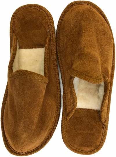 Bernardino - heren slippers - pantoffels - wollen - bruin - Gevoerd 41