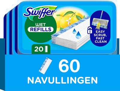 Swiffer Vochtige Vloerdoekjes - Dweil navullingen - Citrus Fresh - 3 x 20 stuks