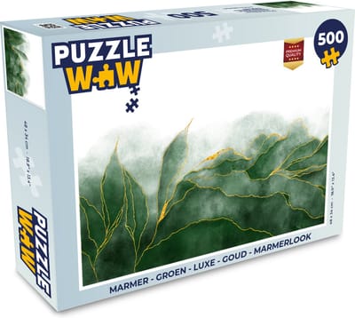 Puzzel Marmer - Groen - Luxe - Goud - Marmerlook - Legpuzzel - Puzzel 500 stukjes