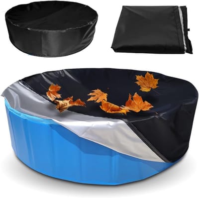 Ronde zwembadafdekking 160 x 30 cm van Oxford-doek met waterdichte UV-bescherming, ideaal voor kinderzwembaden en honden.