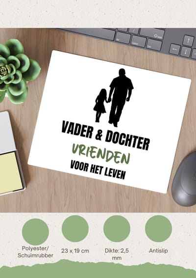 Akyol - vader en dochter Muismat - Liefde - vrienden - verjaardagscadeau - cadeau voor vader/dochter - gift - kado - 23 bij 19 cm