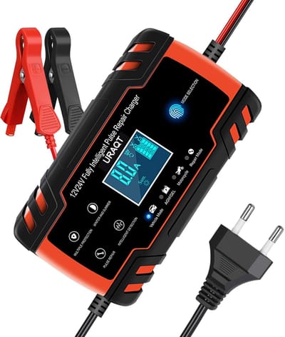 Auto-acculader 8A 12V / 24V - volautomatisch intelligente onderhoudslader - acculader met LCD-scherm voor boot, auto, motorfiets, lithium en lood-zuur 8A-Rood