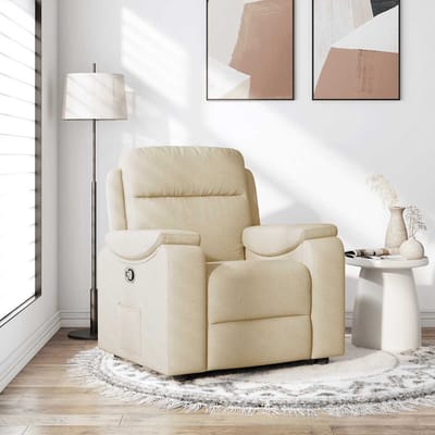 vidaXL - Fauteuil - verstelbaar - stof - crèmekleurig