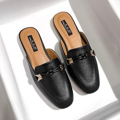 Baotou Demi-pantoufles Femmes Nouvelles Chaussures Paresseuses Vêtements D'extérieur Mode Sandales D'été À La Mode Demi-pantoufles 41 black