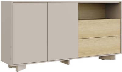 Selsey Distria – Dressoir met lades kasjmiergrijs / eikenlook, 156 cm