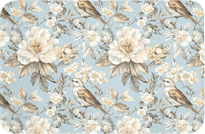 WC mat 60x40 cm - Antislip - Botanisch - Zangvogel - Blauw - Toiletmat - Vloermat - Douchemat - Toilet tapijt - Toiletmatten