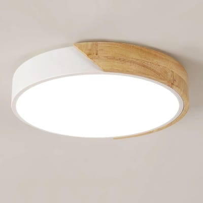 LED-plafondlamp van hout, 30W moderne ronde plafondlamp, 6500K koelwit plafondlamparmatuur voor slaapkamer, badkamer, keuken, woonkamer, kantoor, Ø30cm