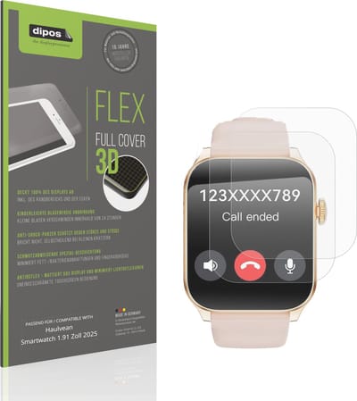 dipos FLEX – 2x Matte Screenprotector geschikt voor Haulvean Smartwatch 1.91 Zoll 2025 | Volledige Schermbescherming | Case-Friendly