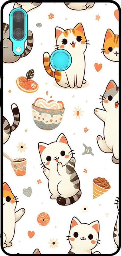 Smartphonica Telefoonhoesje Geschikt voor Huawei Y7 (2019) met katten opdruk - TPU backcover case cat design geschikt voor Huawei Y7 (2019)