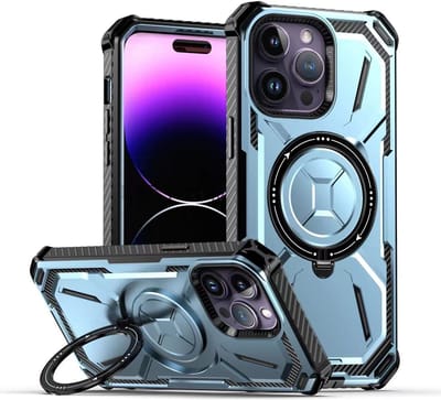 Hoesje geschikt voor iPhone 11 Pro Max - Backcover - Geschikt voor MagSafe - Rugged Armor - Extra valbescherming - Ringhouder - TPU - Blauw