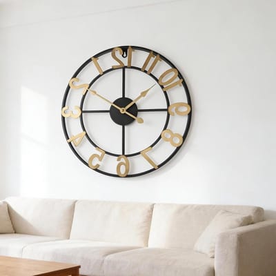 Metalen Buitenklok - Wandklok Weerbestendig - Terras Decoratie - Stil Uurwerk - 40 cm - Zwart